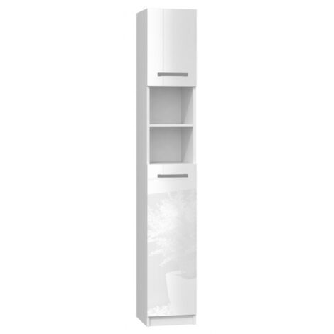MARELLO - Badezimmersäule moderner Stil - 183x32x30 - 2 Türen+Regale