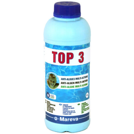 Mareva – Anti-algues multi-actions non moussant pour piscine – Algicide, stabilisateur de pH, floculant – 1L – 150038U