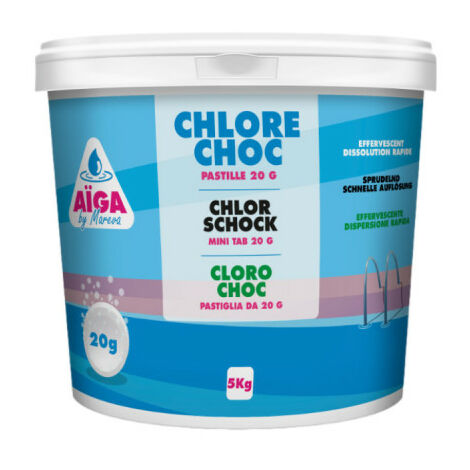 Mareva – Chlore choc pour piscine 5kg – Galets effervescents de 20g – Action choc rapide – Compatible tous types de piscines – 111010U