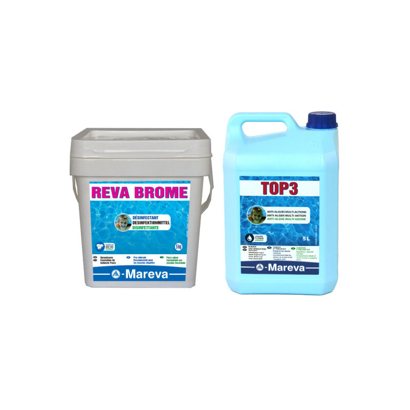 Pack - Pastillas De Bromo - 5Kg Top 3 Multi-Action Algae Control - 5L - Mareva
