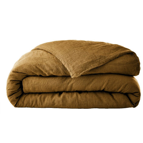 MARGAUX - Housse de Couette 240x220cm Lin Lavé Coloris Caramel
