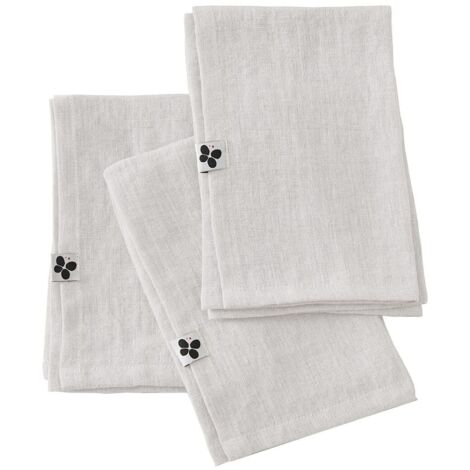 MARGAUX - Lot de 3 Serviettes 40x40cm Lin Lavé Coloris Craie