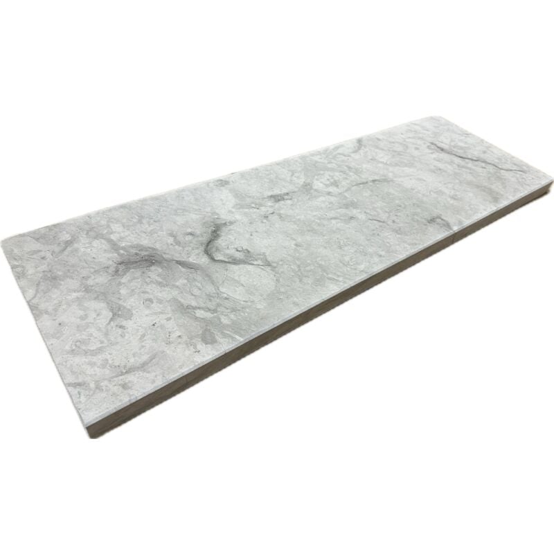 Stone By Stone - Margelle 3cm Marbre Thala Flammé - Gris - 33x100x3cm Bord Droit - Flammé - Vendu à l'unité
