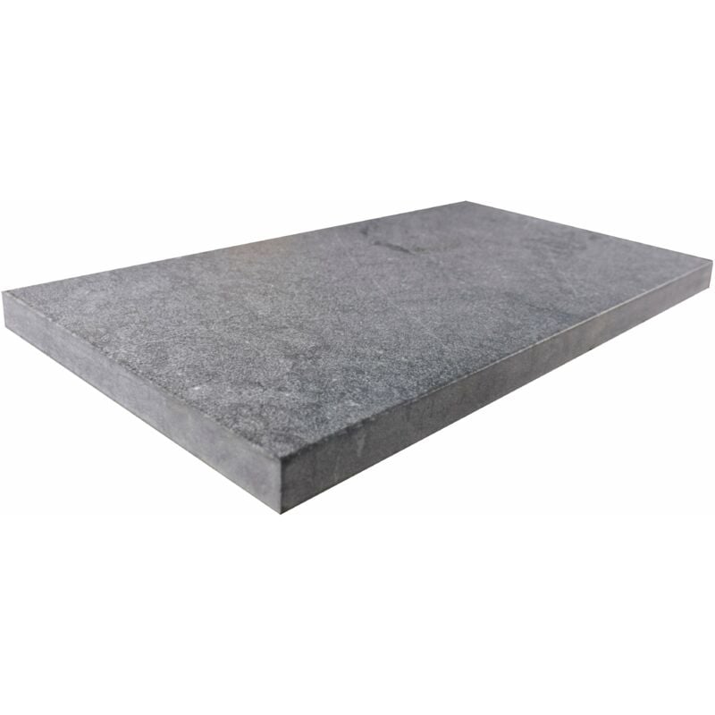Margelle 3cm Pierre Marbrière - Royal Black - 33x61x3cm Bord Droit - Sablé Brossé - Vendu à l'unité