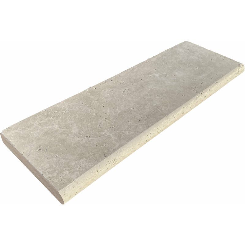 Stone By Stone - Margelle 5cm Travertin 1er Choix - Crème - 33x61x5cm Bord Rond - Vieilli - Vendu à l'unité