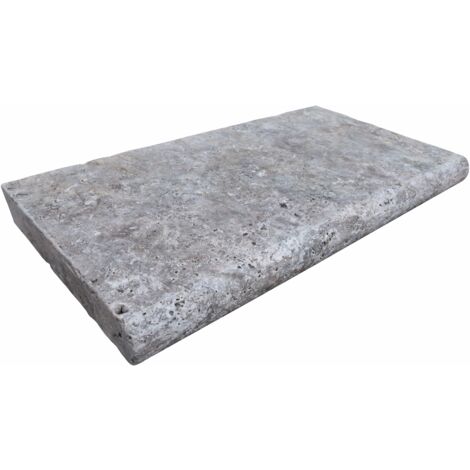 Margelle 5cm Travertin Premier choix - Silver - Vieilli - 33x61x5cm BR - Vendu à la pièce