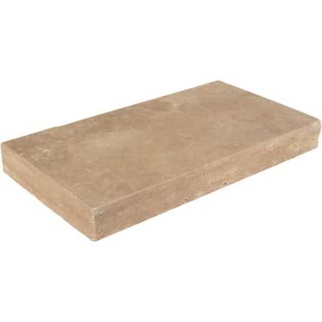 Margelle 8cm Travertin Premier choix - Crème - Vieilli - 33x61x8cm BD - Vendu à la pièce