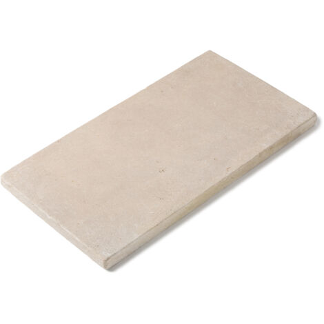 Margelle de piscine en pierre naturelle beige – 61x33x3 cm – Bord droit – Finition vieillie pour aménagement extérieur