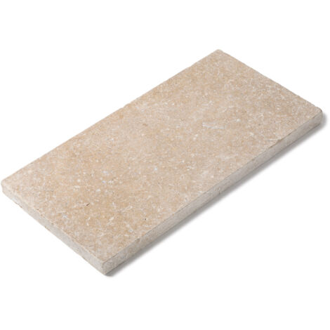 Margelle de piscine en pierre naturelle – Dimensions 60x30x3 cm – Bord droit – Finition vieillie – Couleur beige
