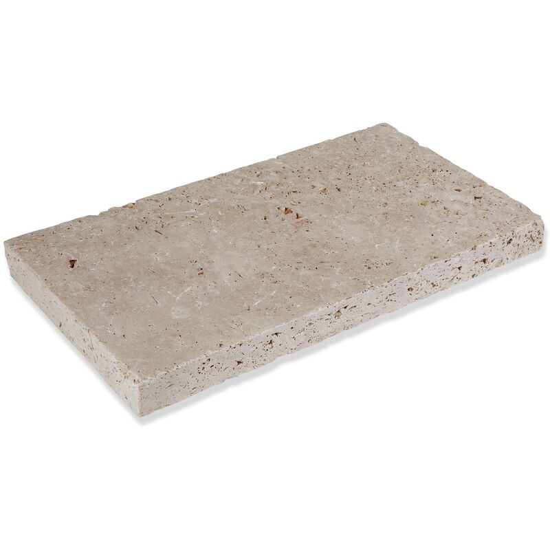 Ro'ma Nature - Margelle de piscine Travertin 1er choix - 61x33x5 cm - Bord droit - Beige Mix
