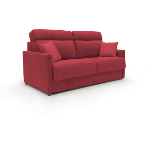 Margot Schlafsofa mit hoher weicher Rückenlehne aus Stoff T02 156 cm (mat.120x197) rot