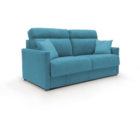 Margot Sofá cama convertible en tela suave impermeable 156 cm (mat.120x197) Azul Claro