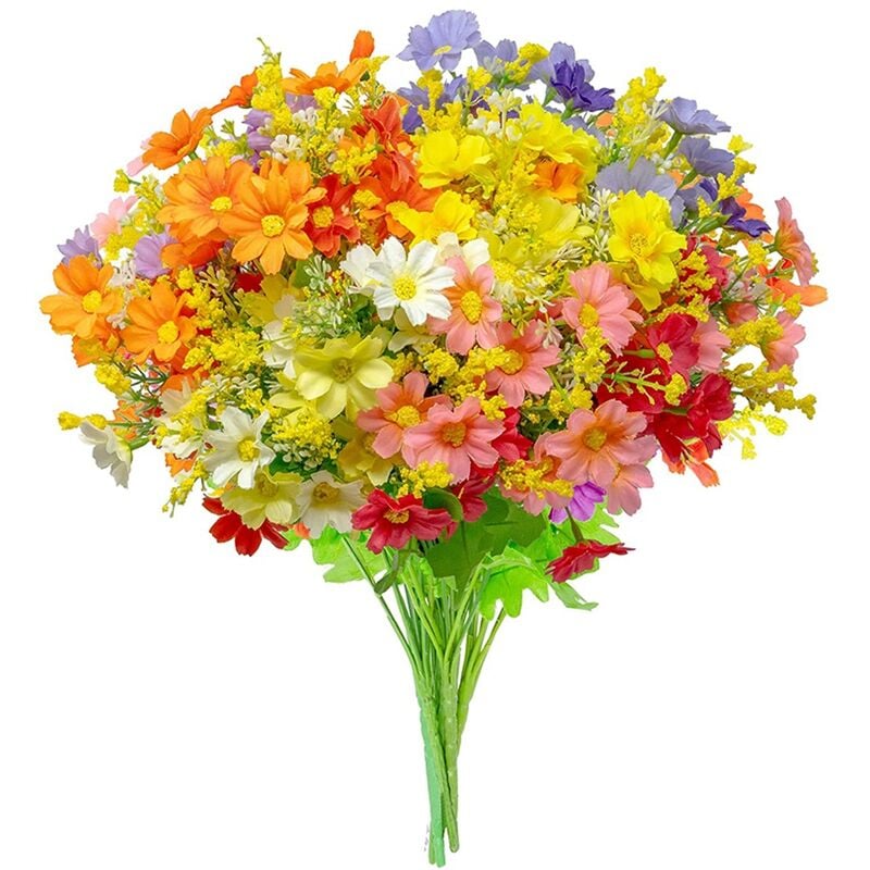 Tlily - Marguerite Fleurs Artificielles 6 PièCes SéRies Fausses Fleurs Buissons en Plastique IntéRieur ExtéRieur Ferme Plan de Jardin DéCor Arbustes