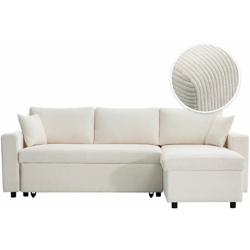 Canapé d'angle Beige Velours Moderne Confort Promotion