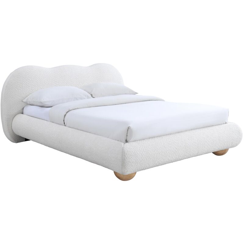 Mobilier Deco - maria - Lit design effet peau de mouton écru 140x190 cm