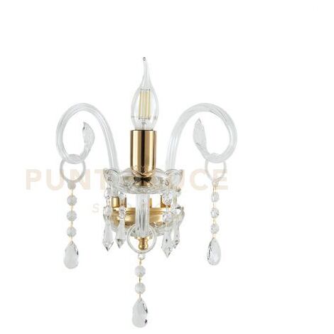 MARIA TERESA APPLIQUE MT/1 L6 PASTORALE 1 LUCE ATTACCO E14 L.20CM H.25CM CRISTALLO E ORO