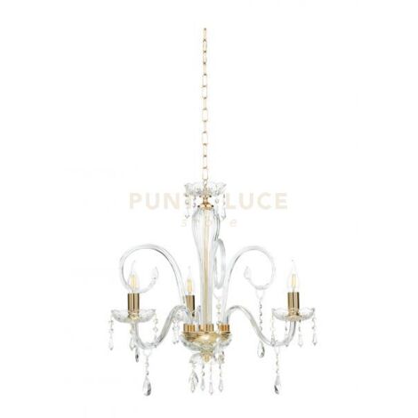 MARIA TERESA LAMPADARIO MT/3 L6 PASTORALE D.62CM ORO E TRASPARENTE 3 LUCI ATTACCO E14