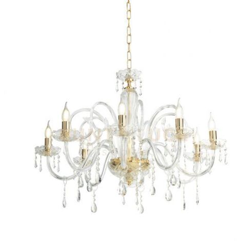 MARIA TERESA LAMPADARIO MT/8 L6 PASTORALE D.82CM ORO E TRASPARENTE 8 LUCI ATTACCO E14