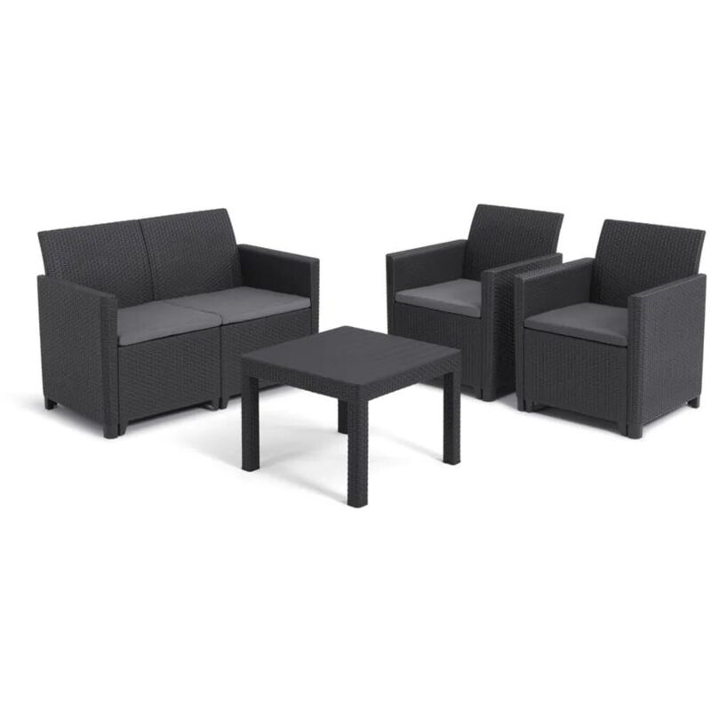 Set Da Giardino Divano 2 Poltrone E Tavolino Keter Marie Lounge Gra...