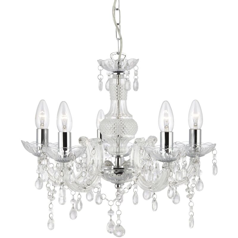 Lampadario Classico Marie Therese Vetro Trasparente Policarbonato 5 Luci E14