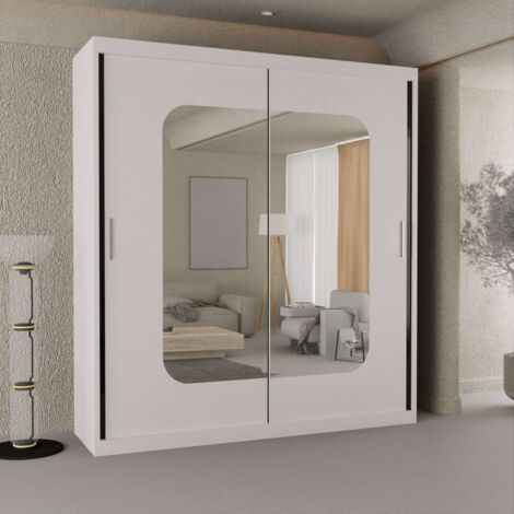 Marika Modern 2 Door Sliding Wardrobe Available in Multiple Widths for Ample Storage - White180cm