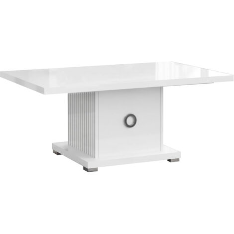 MARIKA - Table Basse Laquée Blanche avec Pied Central