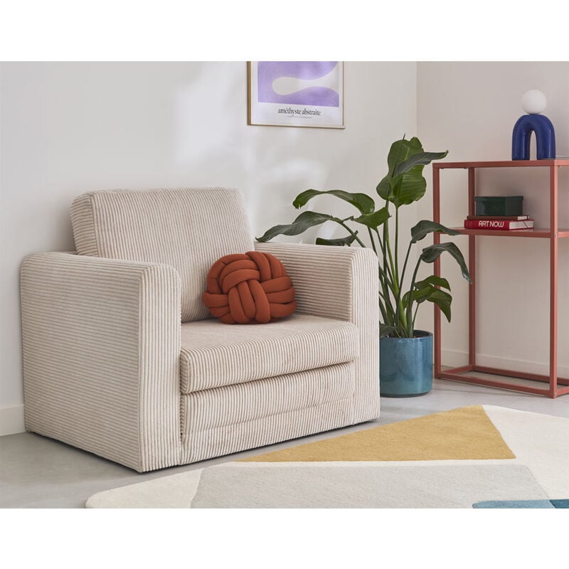 Bestmobilier - Marilia - fauteuil - convertible déplimousse - en velours côtelé