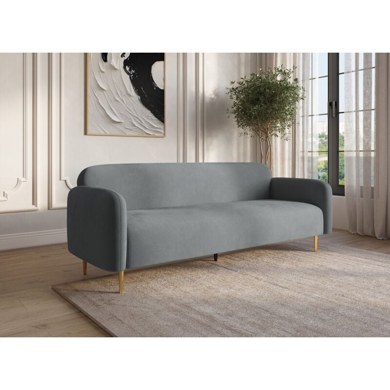 MARILYNE - Canapé 3 places en velours gris MARILYNE