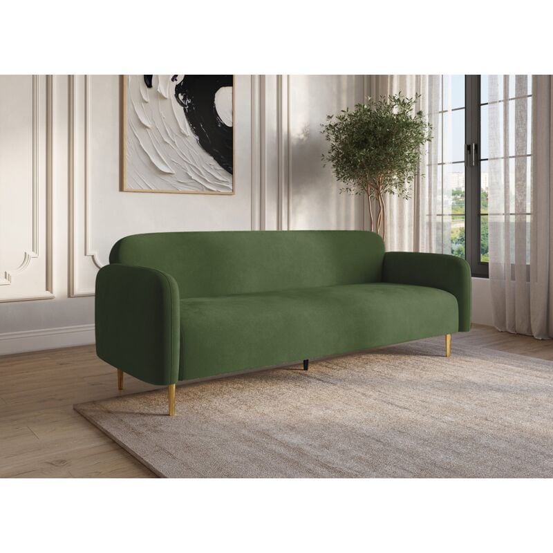 Deco In Paris - marilyne - Canapé 3 places en velours vert kaki marilyne
