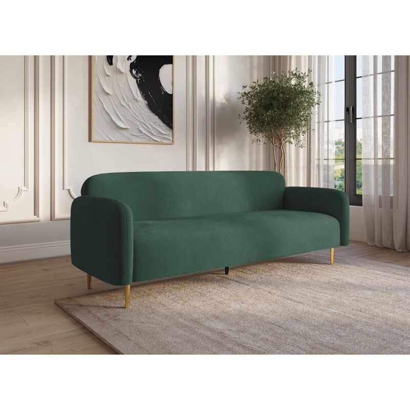 Deco In Paris - marilyne - Canapé 3 places en velours vert marilyne