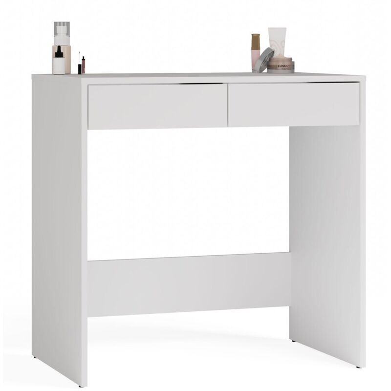 MARINA - Bureau blanc moderne avec 2 tiroirs - design élégant et fonctionnel MARINA - Bureau blanc moderne avec 2 tiroirs - design élégant et fonctionnel