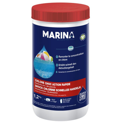 Marina Désinfection Choc - Mini galets de Chlore choc Action Rapide 1,2 kg - Blanc
