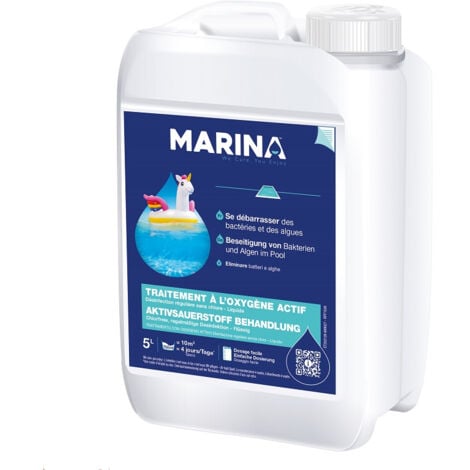Marina Désinfection Régulière sans Chlore - Traitement complet Liquide à l'oxygène actif 5L