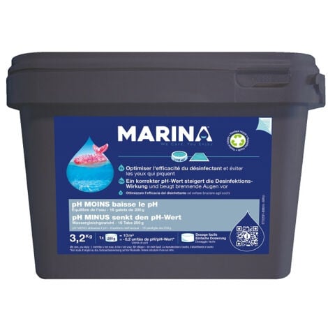 Marina Équilibre de l'eau - Galets de pH Moins à dissolution rapide 3,2kg