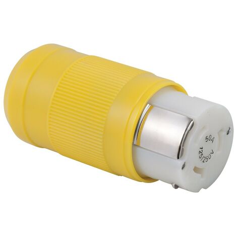 Marinco Connecteur 50A 125/250V 3P4W avec Système de Verrouillage Jaune pour Sécurité Renforcée