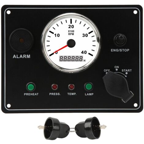 Marine Tachometer, High Precision Universal Engines ON OFF Multifunction Boat Dashboard for Agricultural Machinery for Motorhome (24V).