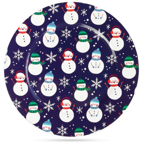 Marineblauer Schneemann-Platzteller 33 cm