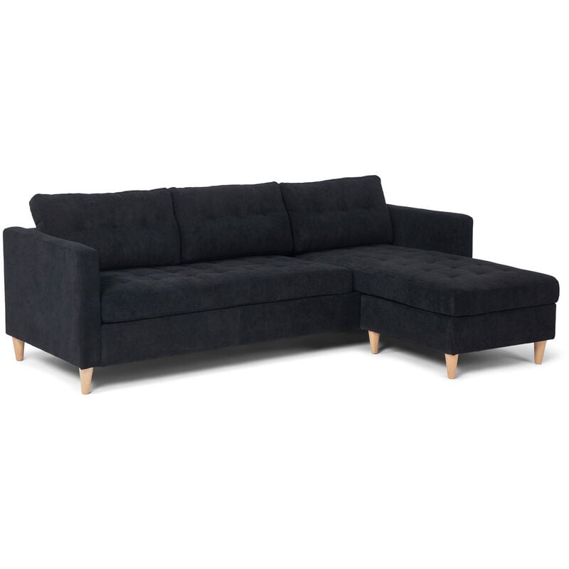 Ebuy24 - Marino Canapé AB3, chaise longue orientable à droite ou à gauche en velours, noir.