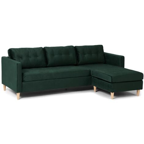 EBUY24 Marino Canapé BA1, chaise longue orientable orientable à droite ou à gauche en velours, vert.