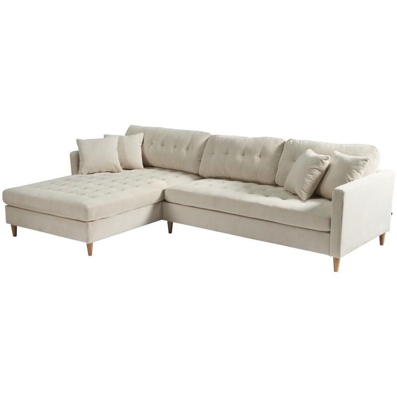 Ebuy24 - Marino Deluxe Chaiselongsofa Rechts Oder Links Gewendet Mit Kissen Samt Sandfarben.