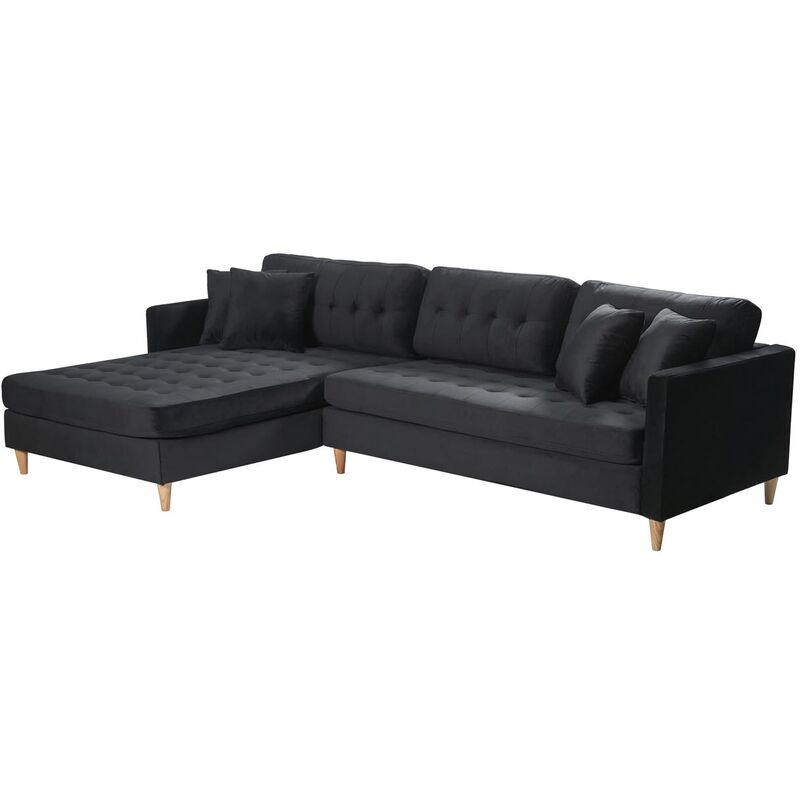 Ebuy24 - Marino Deluxe Chaiselongsofa Rechts Oder Links Gewendet Mit Kissen Velour Schwarz.