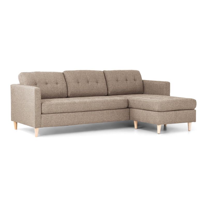 Ebuy24 - Marino Sofa, Chaiselongsofa Rechts Oder Links Gewendet In Hellbraun Stoff Mit Holzbeinen.