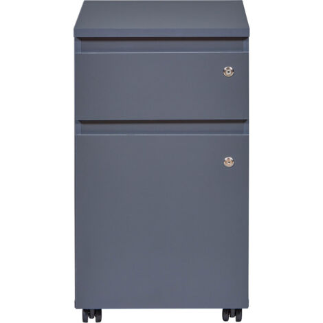MARIO - Caisson Bureau Verrouillable 1 Porte 1 Tiroir Gris