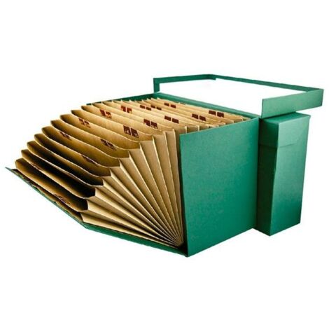 Mariola 16805 - Caja transferencia cartón forrado folio clasificador A-Z, color verde