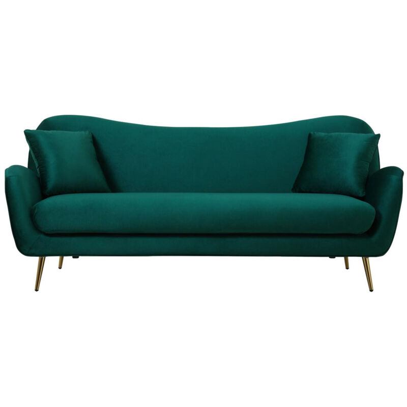Marion - Canapé velours vert émeraude imperméable 3 places