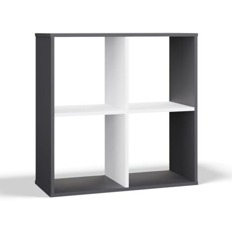 MARION - Scaffale funzionale libreria camera da letto/ufficio/soggiorno - Dimensioni: 75x75x30 - Antracite e bianco