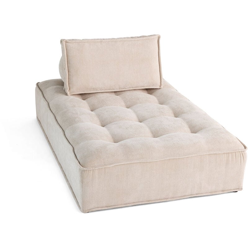 Lisa Design - Marisol - module d'assise méridienne - velours texturé - beige