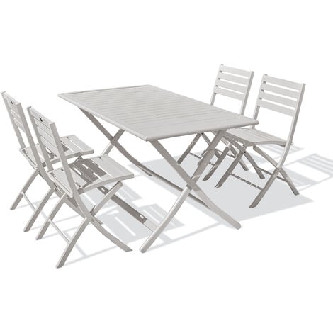 MARIUS - Ensemble repas de jardin 4 places en aluminium - CITY GARDEN