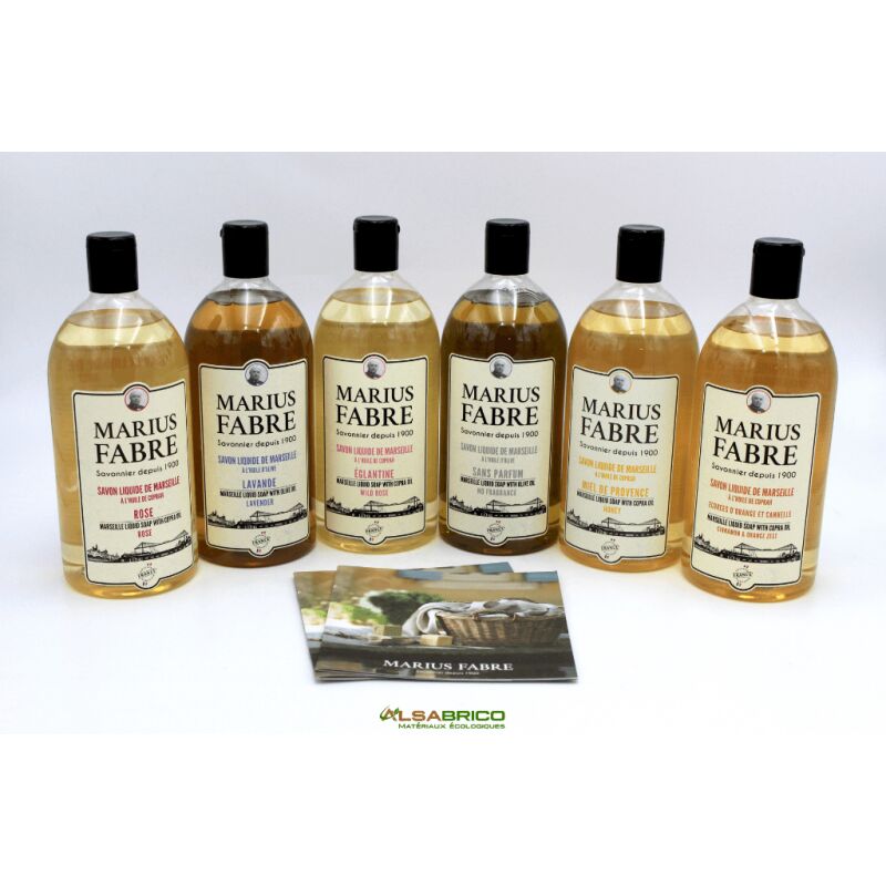 Savon de Marseille Liquide Flacon 1l Senteur Eglantine - MARIUS FABRE