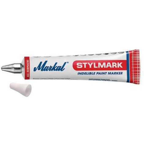 Markal – tubo de marcado de bola y pintura indeleble 50ml blanco (por 10)
